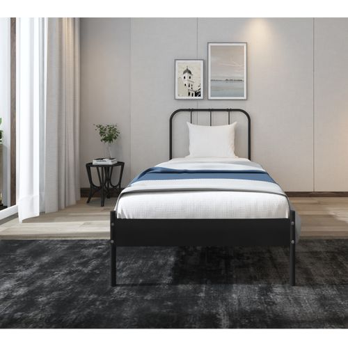 Aaron-lit En Métal Noir 90x200