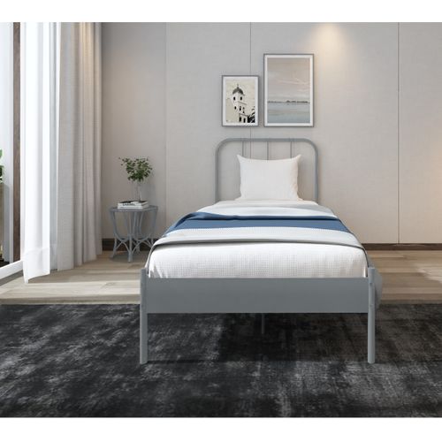 Aaron-lit 90x200 Cm En Métal Gris