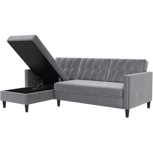 Hartford - Canapé- 3 Places Avec Rangement En Velours Gris