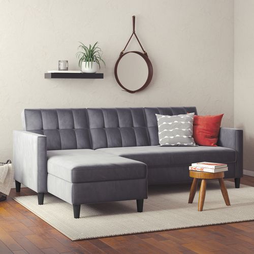 Hartford - Canapé-lit 3 Places Avec Rangement En Velours Anthracite