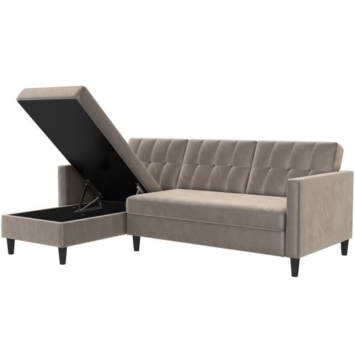 Hartford - Canapé-lit 3 Places Avec Rangement En Velours Taupe