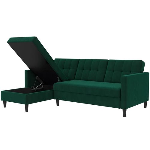 Hartford - Canapé-lit 3 Places Avec Rangement En Effet Lin Vert Foncé