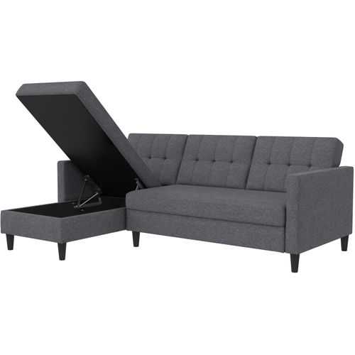 Hartford - Canapé- 3 Places Avec Rangement En Effet Lin Gris