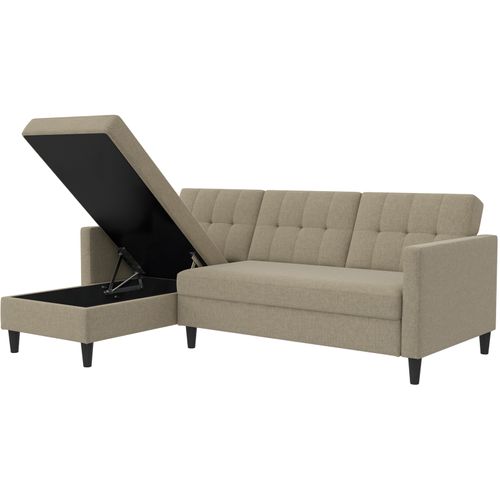 Hartford - Canapé-lit 3 Places Avec Rangement En Effet Lin Cappuccino