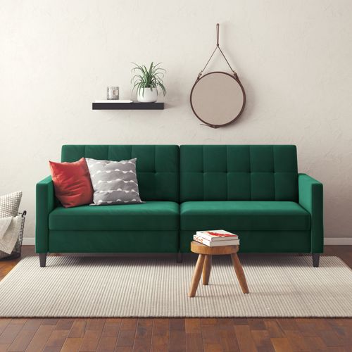Hartford - Canapé-lit 3 Places En Velours Vert Foncé