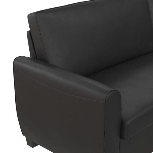 Noah-canapé Convertible 3 Places Avec Chaise Longue En Simili Cuir Noir