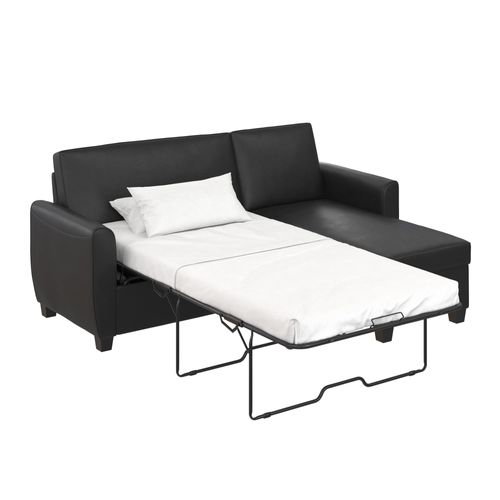 Noah-canapé Convertible 3 Places Avec Chaise Longue En Simili Cuir Noir