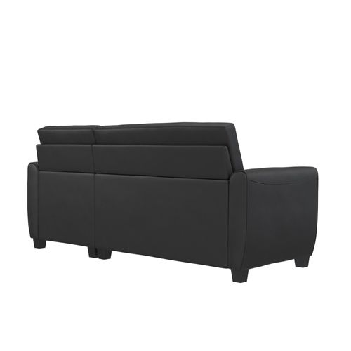Noah-canapé Convertible 3 Places Avec Chaise Longue En Simili Cuir Noir