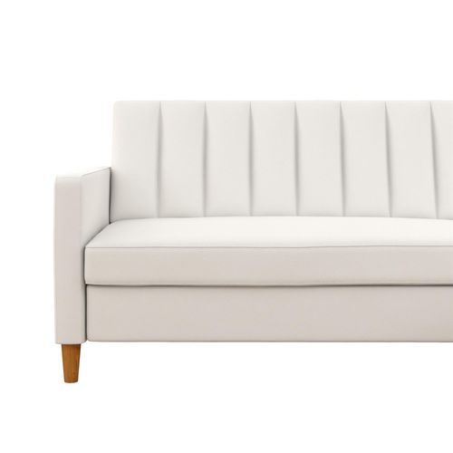 Celine-canapé-lit 3 Places Et Méridienne En Simili Blanc Avec Rangement