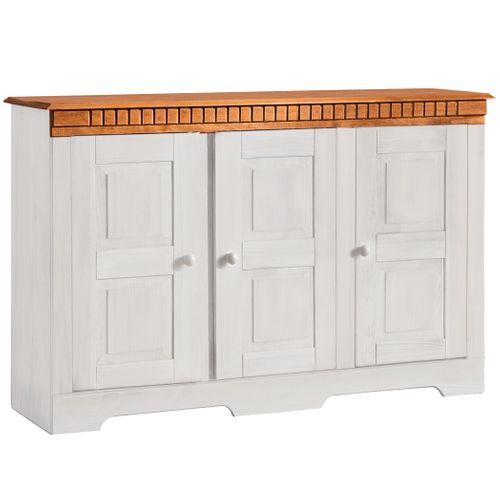 Lisa - Buffet 3 Portes En Blanc Et Or