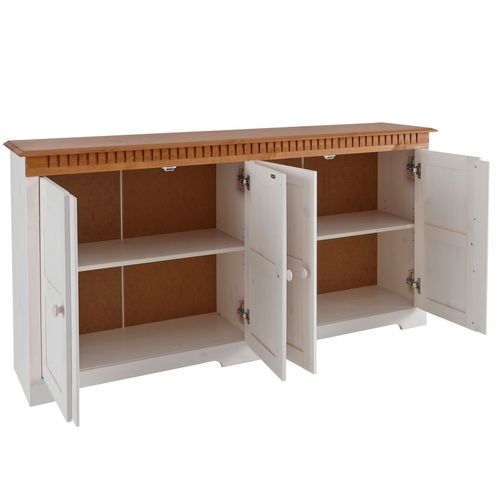 Lisa - Buffet Avec 3 Portes En Pin Laqué Blanc