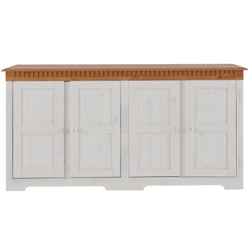 Lisa - Buffet Avec 3 Portes En Pin Laqué Blanc