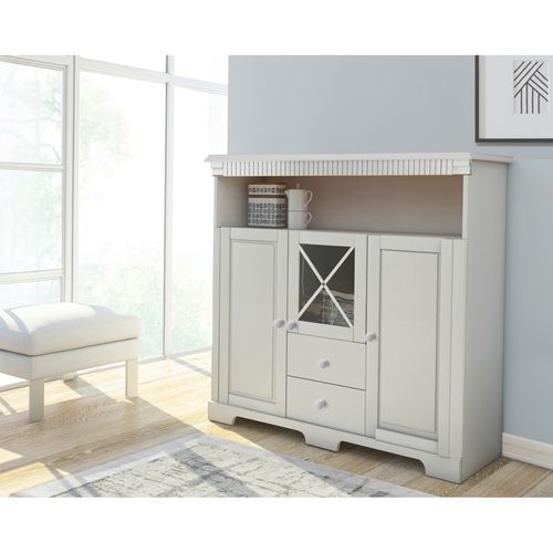 Lisa - Buffet Avec 3 Portes 2 Tiroirs En Pin Teinté Blanc