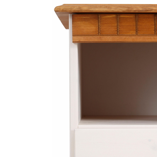 Lisa - Buffet Avec 2 Portes 3 Tiroirs En Pin Teinté Blanc