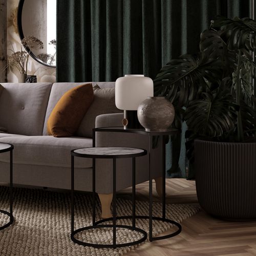 Moon Phases-tables D'appoint Gigognes En Verre Aspect Marbre Blanc