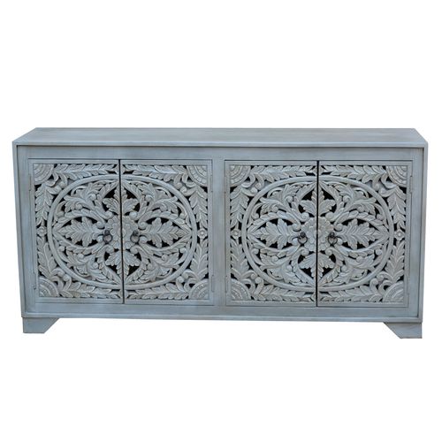 Kalita-buffet Avec 4 Portes En Bois De Manguier Gris