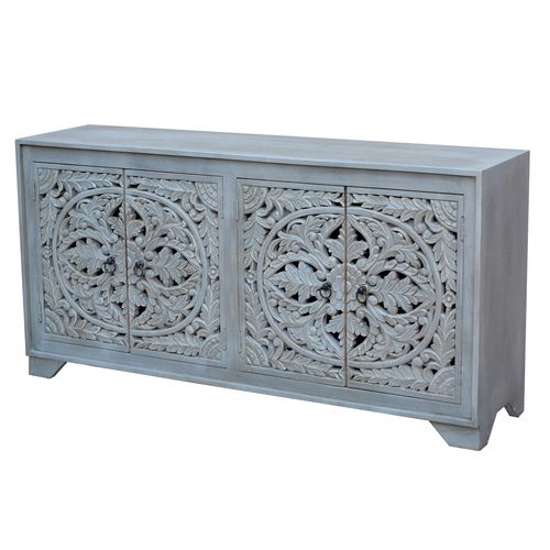 Kalita-buffet Avec 4 Portes En Bois De Manguier Gris