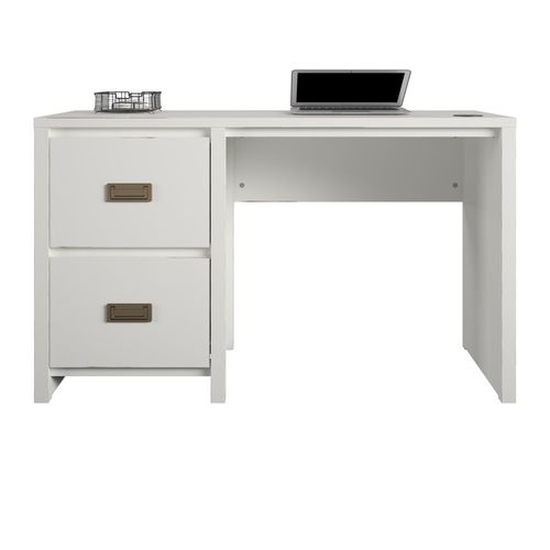 Haven-bureau à Caisson Avec 2 Tiroirs En Mdf Blanc