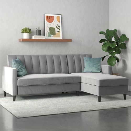 Celine - Canapé-3 Places Avec En Velours Gris