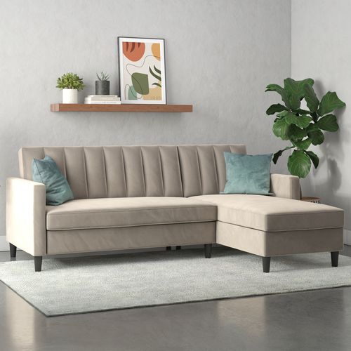 Celine - Canapé- 3 Places Avec Rangement En Velours Taupe