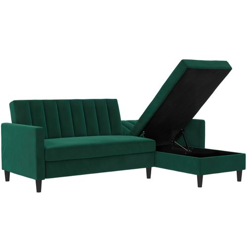 Celine - Canapé-lit 3 Places Avec Rangement En Velours Vert Foncé