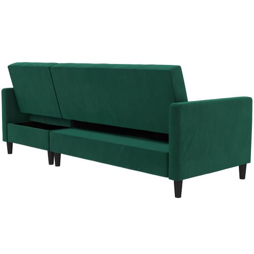 Celine - Canapé-lit 3 Places Avec Rangement En Velours Vert Foncé