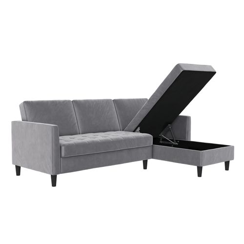 Presley - Canapé-lit 3 Places Avec Rangement En Velours Gris