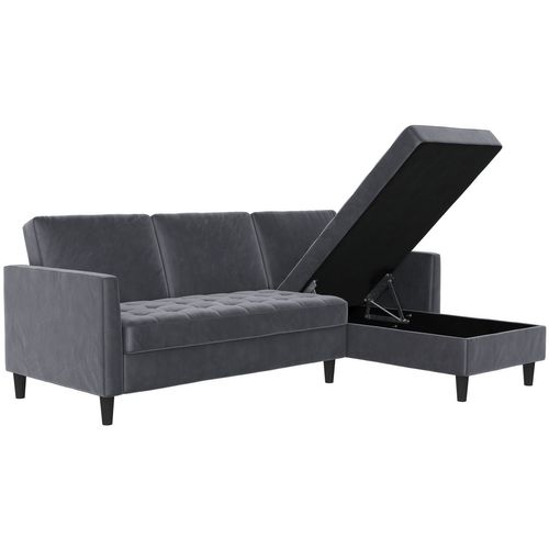 Presley - Canapé-lit 3 Places Avec Rangement En Velours Anthracite