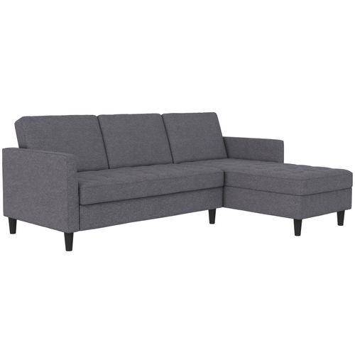 Presley - Canapé D'angle 3 Places En Tissu Gris