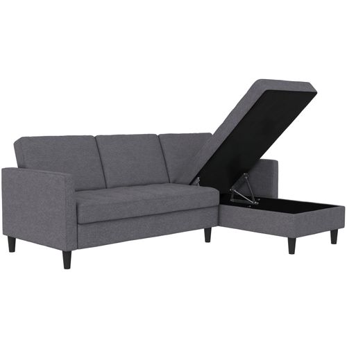 Presley - Canapé D'angle 3 Places En Tissu Gris