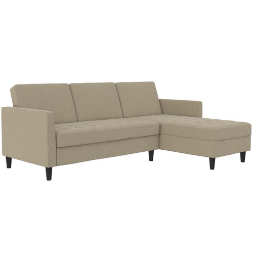 Presley - Canapé D'angle 3 Places En Tissu Cappuccino