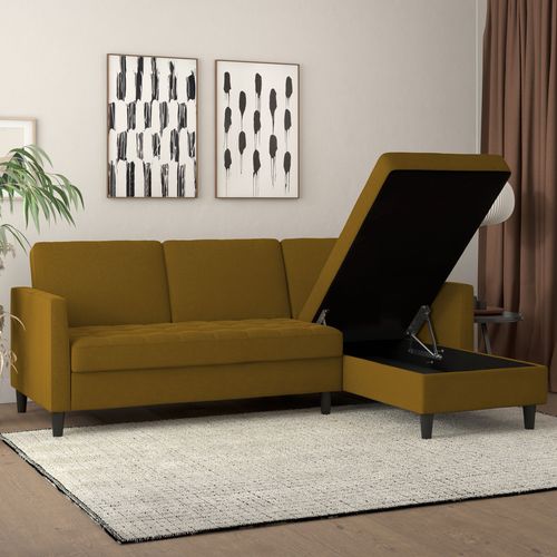 Presley - Canapé D'angle 3 Places En Tissu Curry