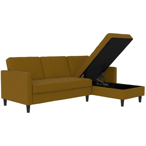 Presley - Canapé D'angle 3 Places En Tissu Curry