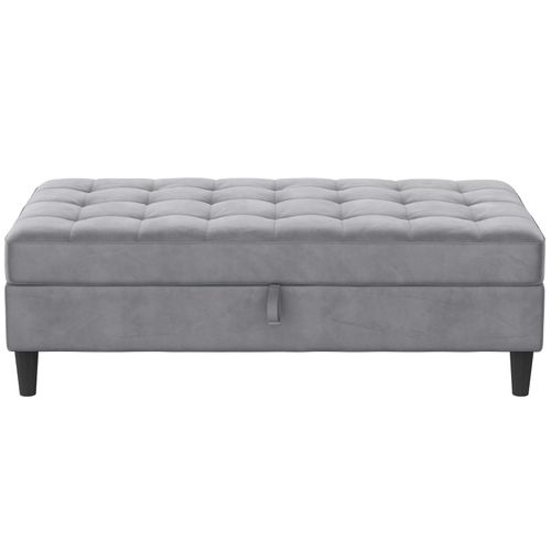 Presley - Pouf Avec Rangement En Velours Gris