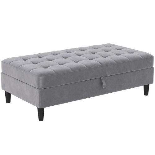 Presley - Pouf Avec Rangement En Velours Gris