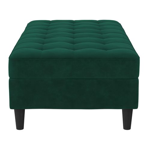 Presley - Pouf Avec Rangement En Velours Vert Foncé
