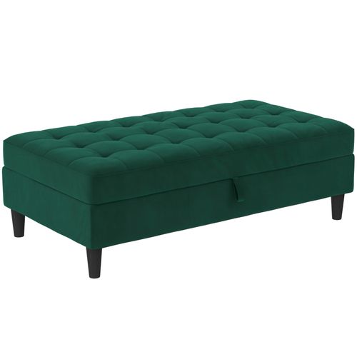 Presley - Pouf Avec Rangement En Velours Vert Foncé