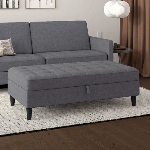 Presley - Pouf Avec Rangement En Tissu Gris