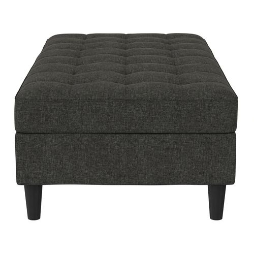 Presley - Pouf Avec Rangement En Lin Anthracite