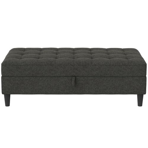 Presley - Pouf Avec Rangement En Lin Anthracite