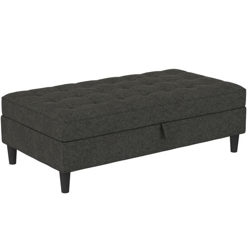 Presley - Pouf Avec Rangement En Lin Anthracite