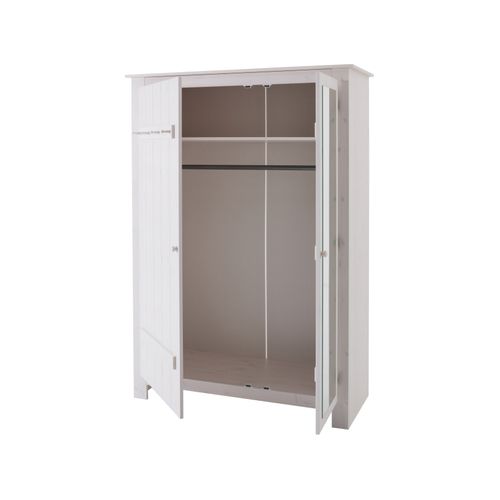 Bertram-armoire En Bois De Pin Avec Porte Miroir En Blanc