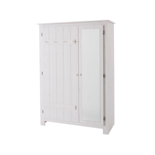 Bertram-armoire En Bois De Pin Avec Porte Miroir En Blanc