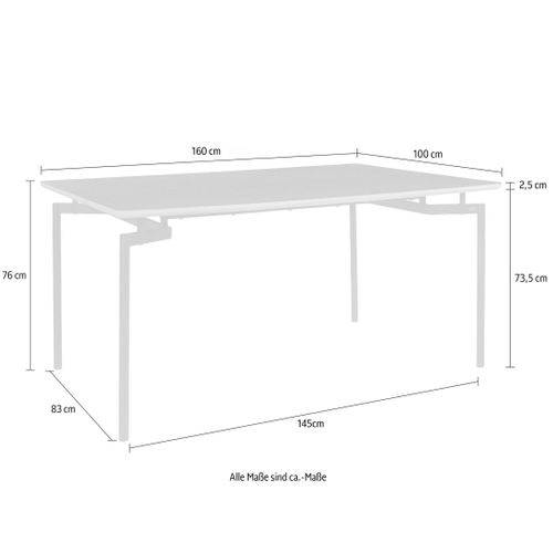 Aldo-table à Manger En Mélaminé Noir 6 Personnes L160