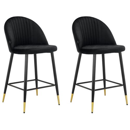 Marlis-lot De 2 Tabourets De Bar En Velours Noir