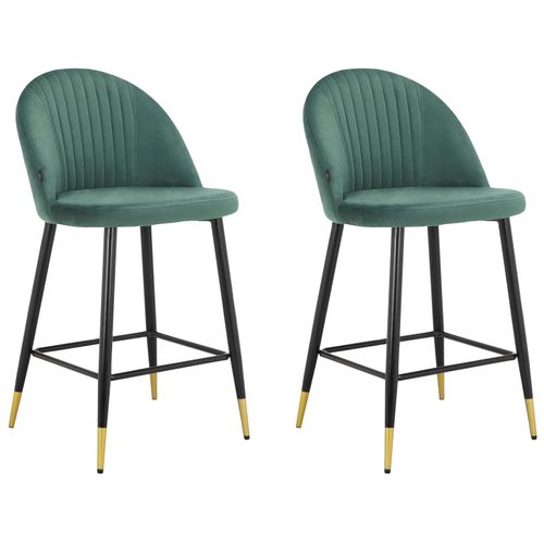 Marlis-lot De 2 Tabourets De Bar En Velours Vert Foncé