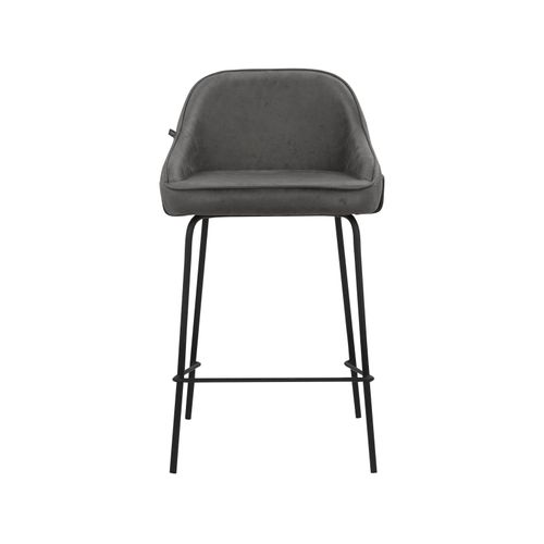 Oline-lot De 2 Tabourets De Bar En Tissu Anthracite