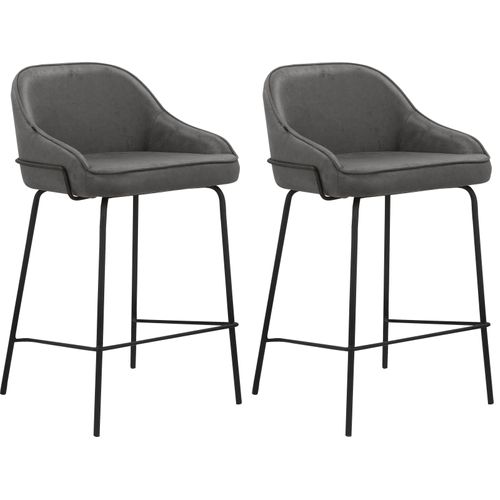 Oline-lot De 2 Tabourets De Bar En Tissu Anthracite