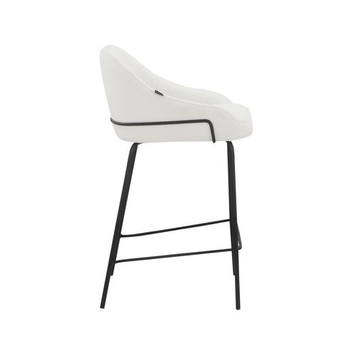 Oline-lot De 2 Tabouret De Bar En Tissu Teddy Blanc