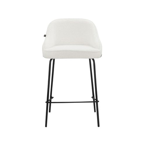 Oline-lot De 2 Tabouret De Bar En Tissu Teddy Blanc